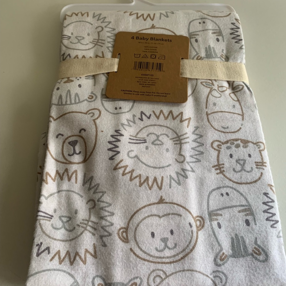 Baby Blankets 4-Pack - Gray and White - Picture 2 of 4